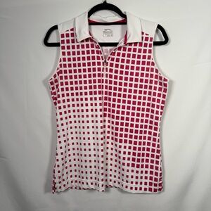 Slazenger Pink & White Fitted Tank Top Polo Sleeveless Golf Tennis‎ Pickleball M